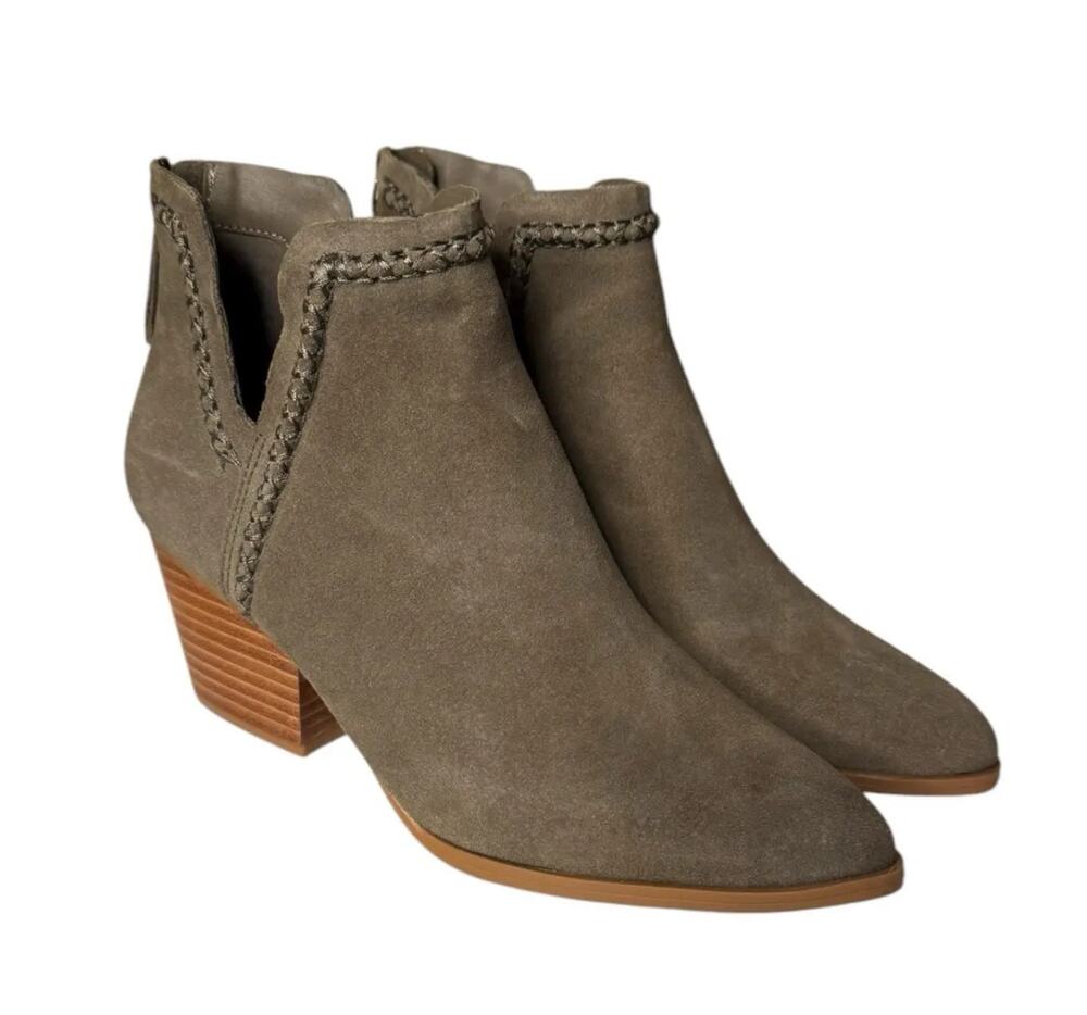 Dolce Vita Womens Dylan Ankle Booties Size 6 Green Textured Heel Suede NWOB